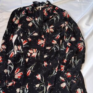 Rebecca Taylor Black Dress with Floral Accents